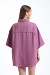 Kadın Keten Kumaş Truvakar Kol Oversize Basic Gömlek Şort Gül Kurusu İkili Takım-Alt Üst Takım -Tf The Fancy For You-8774-1-Kadın Keten Kumaş Truvakar Kol Oversize Basic Gömlek Şort Gül Kurusu İkili Takım