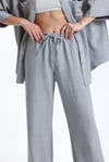 Kadın Keten Kumaş Truvakar Kol Oversize Basic Gömlek Şort Gri İkili Takım-Alt Üst Takım -Tf The Fancy For You-8736-3-Kadın Keten Kumaş Truvakar Kol Oversize Basic Gömlek Şort Gri İkili Takım