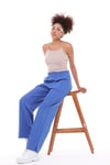 Kadın Lastikli Yüksek Bel Yırtmaçlı Bol Paça Mavi Pantolon-Pantolon-Tf The Fancy For You-9093-3-Kadın Lastikli Yüksek Bel Yırtmaçlı Bol Paça Mavi Pantolon
