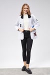 Kadın Nakışlı Örme Kumaş Gri Ceket-Ceket-Tf The Fancy For You-8540-3-Kadın Nakışlı Örme Kumaş Gri Ceket