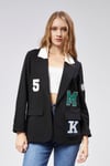 Kadın Nakışlı Örme Kumaş Siyah Ceket-Ceket-Tf The Fancy For You-8540-1-Kadın Nakışlı Örme Kumaş Siyah Ceket