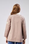 Kadın Nakışlı Örme Kumaş Vizon Ceket-Ceket-Tf The Fancy For You-8540-2-Kadın Nakışlı Örme Kumaş Vizon Ceket