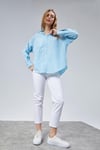Kadın Oversize Uzun Kollu Pamuklu Mavi Çizgili Gömlek -Gömlek -Tf The Fancy For You-9262-2-Kadın Oversize Uzun Kollu Pamuklu Mavi Çizgili Gömlek 