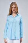 Kadın Oversize Uzun Kollu Pamuklu Mavi Çizgili Gömlek -Gömlek -Tf The Fancy For You-9262-2-Kadın Oversize Uzun Kollu Pamuklu Mavi Çizgili Gömlek 