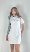 Kadın Pola Yaka Düğmeli Kısa Kol Oversize Elbise - Gri -Elbise-Tf The Fancy For You-7872-Kadın Polo Yaka Nakış Detaylı Tişört Elbise