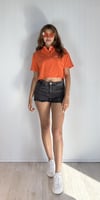 Kadın Polo Yaka Baskı Detaylı Kısa Kollu Crop Turuncu Tişört -T-shirt-Tf The Fancy For You-polayaka3-Kadın Polo Yaka Baskı Detaylı Kısa Kollu Crop Sarı Tişört 