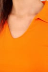 Kadın Polo Yaka Sıfır Kol Oranj Crop Top Bluz-T-shirt-Tf The Fancy For You-yakalıcrop-1-Kadın Polo Yaka Sıfır Kol Oranj Crop Top Bluz