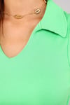 Kadın Polo Yaka Sıfır Kol Yeşil Crop Top Bluz-T-shirt-Tf The Fancy For You-yakalıcrop-3-Kadın Polo Yaka Sıfır Kol Yeşil Crop Top Bluz