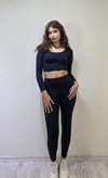 Kadın Uzun Kollu Crop Yüksek Bel Slim Fit Tayt Lacivert İkili Takım-Alt Üst Takım -Tf The Fancy For You-sportakım-5-Kadın Uzun Kollu Crop Yüksek Bel Slim Fit Tayt Lacivert İkili Takım