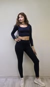 Kadın Uzun Kollu Crop Yüksek Bel Slim Fit Tayt Lacivert İkili Takım-Alt Üst Takım -Tf The Fancy For You-sportakım-5-Kadın Uzun Kollu Crop Yüksek Bel Slim Fit Tayt Lacivert İkili Takım