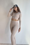 Kadın Uzun Kollu Crop Yüksek Bel Slim Fit Tayt Bej İkili Takım-Alt Üst Takım -Tf The Fancy For You-sportakım-4-Kadın Uzun Kollu Crop Yüksek Bel Slim Fit Tayt Bej İkili Takım