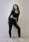Kadın Uzun Kollu Crop Yüksek Bel Slim Fit Tayt Lacivert İkili Takım-Alt Üst Takım -Tf The Fancy For You-sportakım-5-Kadın Uzun Kollu Crop Yüksek Bel Slim Fit Tayt Lacivert İkili Takım