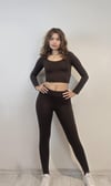 Kadın Uzun Kollu Crop Yüksek Bel Slim Fit Tayt Kahverengi İkili Takım-Alt Üst Takım -Tf The Fancy For You-sportakım-2-Kadın Uzun Kollu Crop Yüksek Bel Slim Fit Tayt Kahverengi İkili Takım