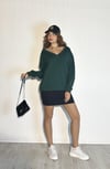 Kadın V Yaka Uzun Kollu Kazak -Sweatshirt-Tf The Fancy For You-yeşilvyaka -