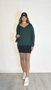 Kadın V Yaka Uzun Kollu Kazak -Sweatshirt-Tf The Fancy For You-yeşilvyaka -