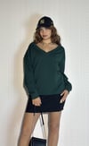 Kadın V Yaka Uzun Kollu Kazak -Sweatshirt-Tf The Fancy For You-yeşilvyaka -