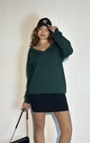 Kadın V Yaka Uzun Kollu Kazak -Sweatshirt-Tf The Fancy For You-yeşilvyaka -