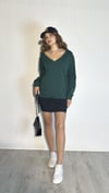 Kadın V Yaka Uzun Kollu Kazak -Sweatshirt-Tf The Fancy For You-yeşilvyaka -