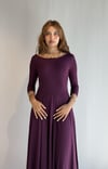 Kadın Viscon Kumaş Sırt Detaylı Truvakal Kol Midi Boy Elbise - Mürdüm -Elbise-Tf The Fancy For You-10142-Kadın Viscon Bisiklet Yaka Sırt Dekolteli Midi Boy Elbise