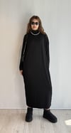 Kadın Yarım Balıkçı Yaka Uzun Kol Oversize Midi Boy Siyah Elbise -Elbise-Tf The Fancy For You-8295-1-Kadın Yarım Balıkçı Yaka Uzun Kol Oversize Midi Boy Siyah Elbise 