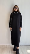 Kadın Yarım Balıkçı Yaka Uzun Kol Oversize Midi Boy Siyah Elbise -Elbise-Tf The Fancy For You-8295-1-Kadın Yarım Balıkçı Yaka Uzun Kol Oversize Midi Boy Siyah Elbise 