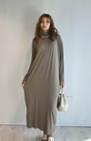 Kadın Yarım Balıkçı Yaka Uzun Kol Oversize Midi Boy Vizon Elbise -Elbise-Tf The Fancy For You-8295-4-Kadın Yarım Balıkçı Yaka Uzun Kol Oversize Midi Boy Vizon Elbise 