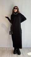 Kadın Yarım Balıkçı Yaka Uzun Kol Oversize Midi Boy Siyah Elbise -Elbise-Tf The Fancy For You-8295-1-Kadın Yarım Balıkçı Yaka Uzun Kol Oversize Midi Boy Siyah Elbise 