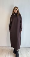 Kadın Yarım Balıkçı Yaka Uzun Kol Oversize Midi Boy Kahverengi Elbise -Elbise-Tf The Fancy For You-8295-5-Kadın Yarım Balıkçı Yaka Uzun Kol Oversize Midi Boy Kahverengi Elbise 