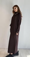 Kadın Yarım Balıkçı Yaka Uzun Kol Oversize Midi Boy Kahverengi Elbise -Elbise-Tf The Fancy For You-8295-5-Kadın Yarım Balıkçı Yaka Uzun Kol Oversize Midi Boy Kahverengi Elbise 
