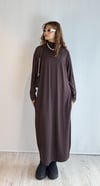Kadın Yarım Balıkçı Yaka Uzun Kol Oversize Midi Boy Kahverengi Elbise -Elbise-Tf The Fancy For You-8295-5-Kadın Yarım Balıkçı Yaka Uzun Kol Oversize Midi Boy Kahverengi Elbise 