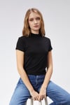 Kadın Yarım Balıkçı Yaka Viscon Kumaş Kısa Kollu Siyah Crop Bluz -T-shirt-Tf The Fancy For You-1070-2-Kadın Yarım Balıkçı Yaka Viscon Kumaş Kısa Kollu Siyah Crop Bluz 