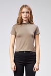 Kadın Yarım Balıkçı Yaka Viscon Kumaş Kısa Kollu Crop Bluz - Beyaz -T-SHİRT-Tf The Fancy For You-1070-Kadın Viscon Balıkçı Yaka Tişört