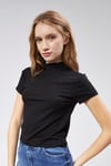 Kadın Yarım Balıkçı Yaka Viscon Kumaş Kısa Kollu Siyah Crop Bluz -T-shirt-Tf The Fancy For You-1070-2-Kadın Yarım Balıkçı Yaka Viscon Kumaş Kısa Kollu Siyah Crop Bluz 