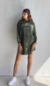Kadın Yıkamalı Bisiklet Yaka Düğme Detaylı Uzun Kollu Haki Sweatshirt Elbise -Elbise-Tf The Fancy For You-9907-1-Kadın Yıkamalı Bisiklet Yaka Düğme Detaylı Uzun Kollu Haki Sweatshirt Elbise 