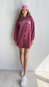 Kadın Yıkamalı Bisiklet Yaka Düğme Detaylı Uzun Kollu Bordo Sweatshirt Elbise -Elbise-Tf The Fancy For You-9907-3-Kadın Yıkamalı Bisiklet Yaka Düğme Detaylı Uzun Kollu Bordo Sweatshirt Elbise 