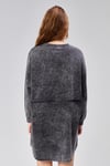 Kadın Yıkamalı Bisiklet Yaka Düğme Detaylı Uzun Kollu Siyah Sweatshirt Elbise -Elbise-Tf The Fancy For You-9907-2-Kadın Yıkamalı Bisiklet Yaka Düğme Detaylı Uzun Kollu Siyah Sweatshirt Elbise 