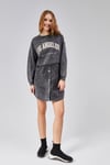 Kadın Yıkamalı Bisiklet Yaka Düğme Detaylı Uzun Kollu Siyah Sweatshirt Elbise -Elbise-Tf The Fancy For You-9907-2-Kadın Yıkamalı Bisiklet Yaka Düğme Detaylı Uzun Kollu Siyah Sweatshirt Elbise 