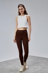 Kadın Yüksek Bel Kalın Kemer Slim Fit Kahverengi Tayt-Tayt-Tf The Fancy For You-9124-1-Kadın Yüksek Bel Kalın Kemer Slim Fit Kahverengi Tayt
