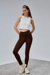 Kadın Yüksek Bel Kalın Kemer Slim Fit Kahverengi Tayt-Tayt-Tf The Fancy For You-9124-1-Kadın Yüksek Bel Kalın Kemer Slim Fit Kahverengi Tayt