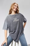 Kadın Yuvarlak Yaka Baskı Detaylı Kısa Kollu Oversize Tişört -T-SHİRT-Tf The Fancy For You-9681-Kadın Los Angeles Baskılı Bisiklet Yaka Kısa Kol Tişört 