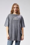 Kadın Yuvarlak Yaka Baskı Detaylı Kısa Kollu Oversize Tişört -T-SHİRT-Tf The Fancy For You-9681-Kadın Los Angeles Baskılı Bisiklet Yaka Kısa Kol Tişört 