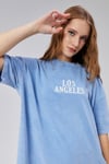 Kadın Yuvarlak Yaka Baskı Detaylı Kısa Kollu Oversize Tişört -T-SHİRT-Tf The Fancy For You-9681-Kadın Los Angeles Baskılı Bisiklet Yaka Kısa Kol Tişört 
