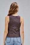 Kadın Yuvarlak Yaka Yıkamalı Sıfır Kol Kahverengi Triko Bluz -T-shirt-Tf The Fancy For You-1329-2-Kadın Yuvarlak Yaka Yıkamalı Sıfır Kol Kahverengi Triko Bluz 