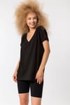 T-Shirt Basic V Yaka Lazer Detaylı