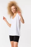 T-Shirt Basic V Yaka Lazer Detaylı