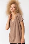 T-Shirt Basic V Yaka Lazer Detaylı
