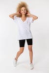 T-Shirt Basic V Yaka Lazer Detaylı