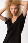 T-Shirt Basic V Yaka Lazer Detaylı