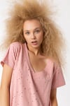 T-Shirt Basic V Yaka Lazer Detaylı