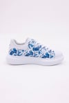 Dijital Baskı Erkek Beyaz- Beyaz Mavi Desenli Ayakkabı